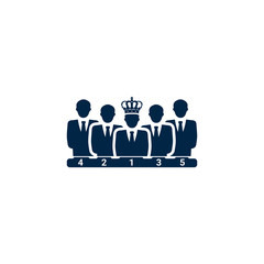 Award, business rank, success, team, winner, crown on head icon