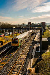 electrified line railway station rural warwickshire england uk