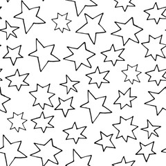 Hand drawn seamless pattern with stars. 