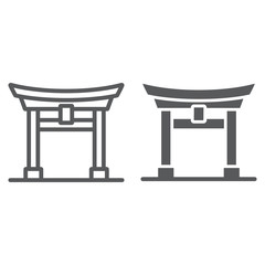 Torii gate line and glyph icon, japan and architecture, japan gate sign, vector graphics, a linear pattern on a white background.