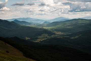 A view of the valley in Bieszczady Mountains, seen from Połonina Caryńska.