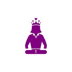 Award, business rank, success, team, winner, crown on head purple color icon