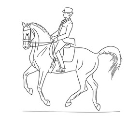 Vector illustration of a dressage man on a horse.