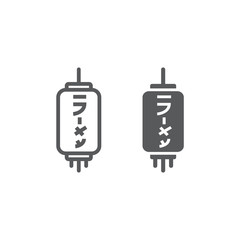 Japanese lantern line and glyph icon, asian and light, paper lamp sign, vector graphics, a linear pattern on a white background.