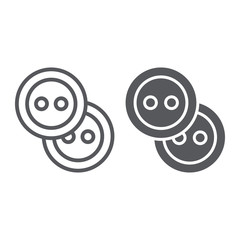 Sewing buttons line and glyph icon, accessory and sew, clothing button sign, vector graphics, a linear pattern on a white background.