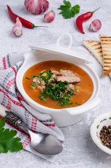 Tomato soup with fish