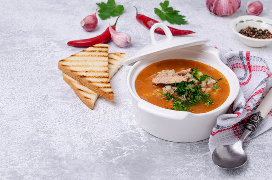 Tomato soup with fish