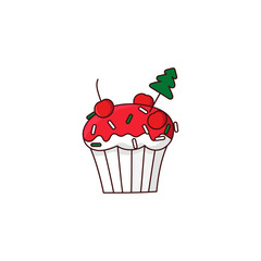 Merry Christmas cupcake. It can be used for card, sticker, patch, phone case, poster, t-shirt, mug etc.