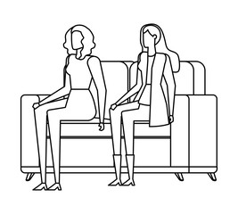 elegant businesswomen workers in livingroom