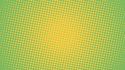Green and yellow retro comic pop art background with dots, cartoon halftone background vector illustration eps10