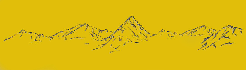 Handdrawn mountain background set