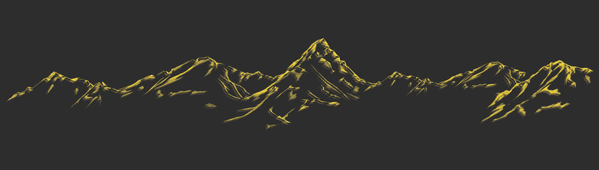 Handdrawn mountain background set