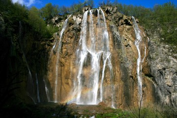 waterfall in deep forest, Plitvice National Park, Croatia 