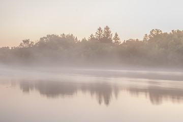 Morning Fog at the beach at tottenham conservation area Ontario Canada