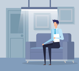 elegant businessman worker in the livingroom