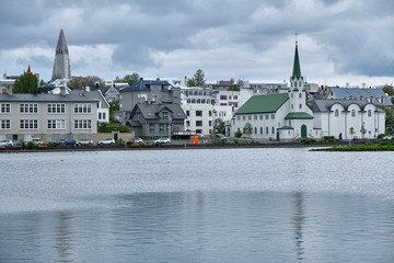 Reykjavik and pond
