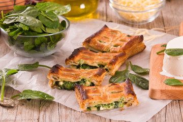 Pie with spinach and ricotta cheese.