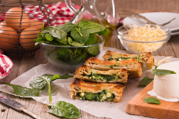 Pie with spinach and ricotta cheese.