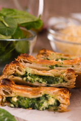 Pie with spinach and ricotta cheese.