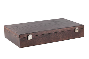 wine gift wood box isolated on white background with clipping path and copy space for your text