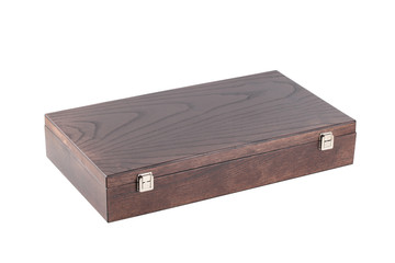 wine gift wood box isolated on white background with clipping path and copy space for your text