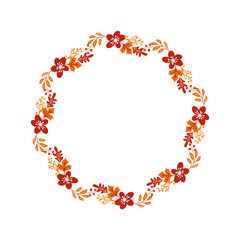 Vector frame autumn bouquet wreath. Orange leaves, berries isolated on white background. Perfect for seasonal holidays, Thanksgiving Day