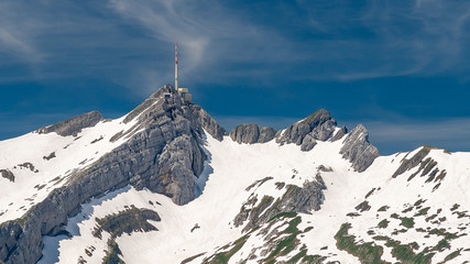 Switzerland, Santis peak and snow alps