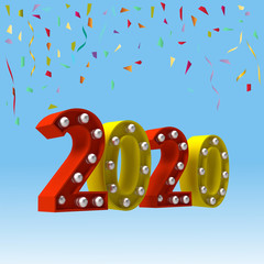 Happy new year 2020 greeting card.