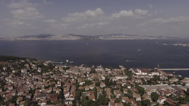 stanbul, Heybeliada island and sea, building with drone aerial shoot