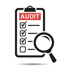 Search Icon on a report board, Audit review, Check List Icon. - 281623796
