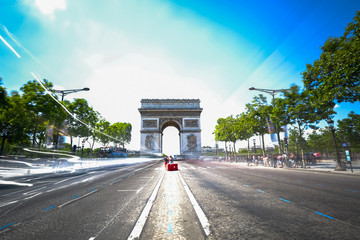 Champs-Elysees and Arc-de-Triomphe in Paris