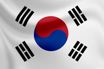 Waving of South Korea flag.
