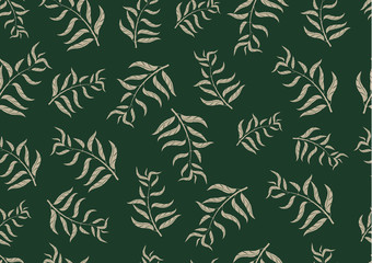 Beautiful decorative seamless pattern with leaves of tree branches.