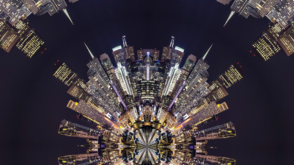 Panorama frame Radial shape made from San Francisco night