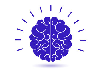Logo, human brain icon. Concept of thinking, brainstorming, good idea, brain activity, understanding.