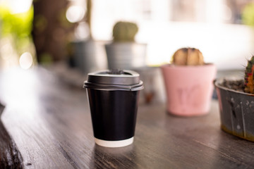 Black coffee in small shot .