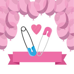 baby shower card with balloons helium and clothes pin
