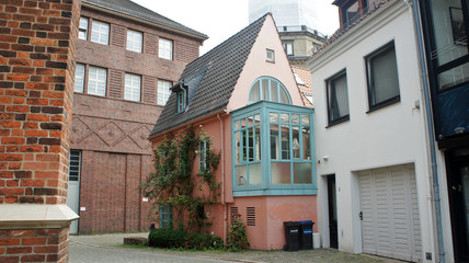 Beautiful pink house in old town, Bremen, Germany
