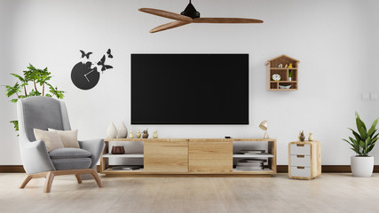 Interior poster mock up living room with colorful white sofa . 3D rendering.
