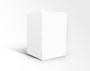 Blank white cube isolated on white background.