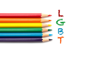 LGBT inscription and colored Pencils. Conceptual Picture about Rights of Gay Lesbian transgender People
