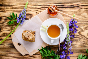 honey comb and honey stick for herbal tea