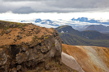 Beautiful contrast of the mountainous landscape in Iceland.