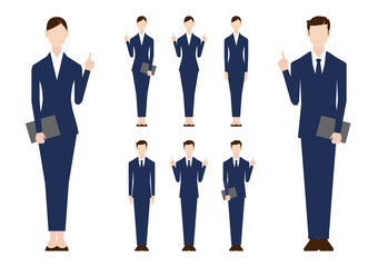 Set of business people. Vector illustration. Flat design. Man and woman. . No.3. White background.