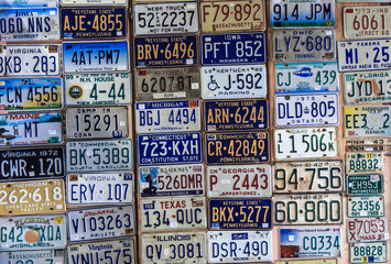 Discontinued License Plates from Around the Country USA on Display