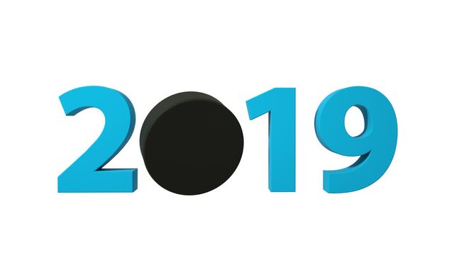 Ice Hockey Puck 2019 design background on a White Background