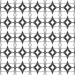 Fototapeta premium Black and white geometric seamless pattern. Hand d