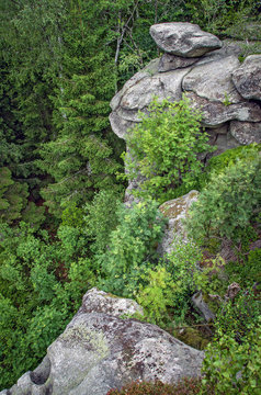 rock tower and trees