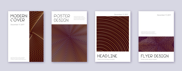 Minimal brochure design template set. Gold abstrac