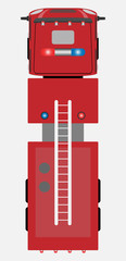 Top View of red fire truck vector